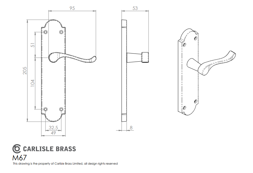 Victorian Scroll Lever on Shaped Backplate