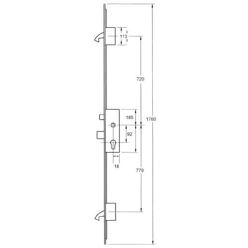 Cobra Latch Deadbolt 2 Hooks Lift Lever Multipoint Door Lock - with Attachments for Shootbolts