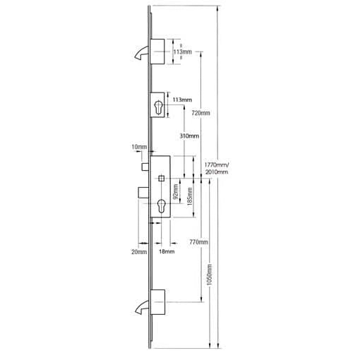 Cobra Latch Deadbolt 2 Hooks Multipoint Door Lock - with Lockout Facility
