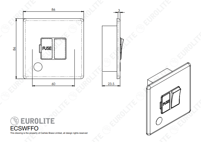 Concealed 3mm Switched Fuse Spur With Flex Outlet