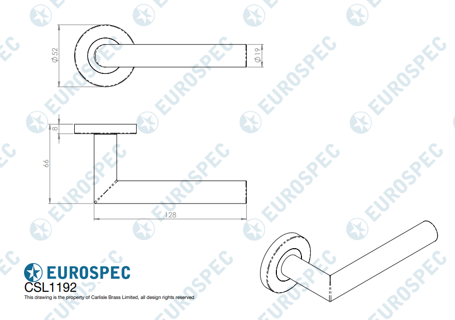 Grade 201 Treviri Mitred Lever on Sprung Push-on Round Rose