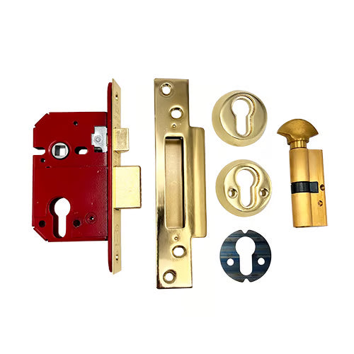 233 British Standard Euro Mortice Deadlock Kit Complete With Euro Key & Turn Cylinder