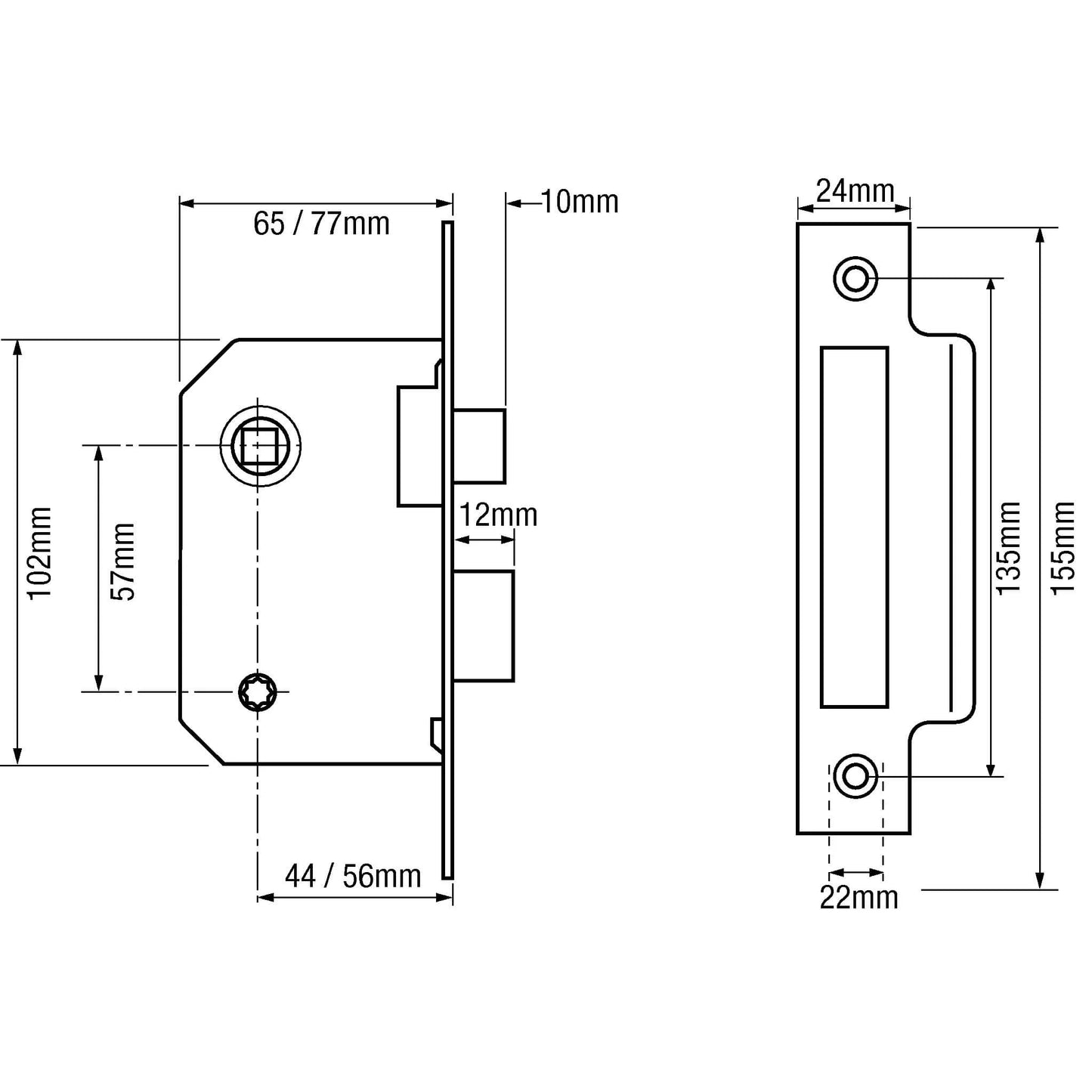 243/343 Bathroom Mortice Sashlock