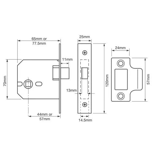 2677 Small Case Mortice Latch
