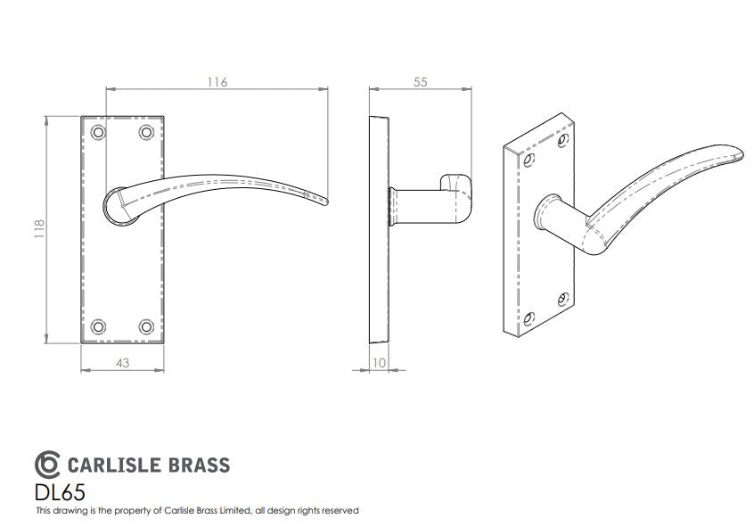 Wing Lever on Short Latch Backplate