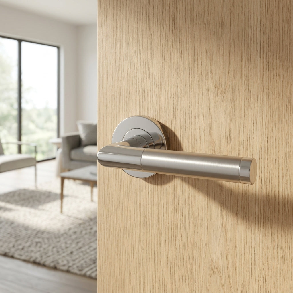 Treviri Mitred Round Bar Lever on Sprung Rose