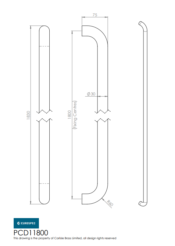 30Mm D Pull Handle Grade 316