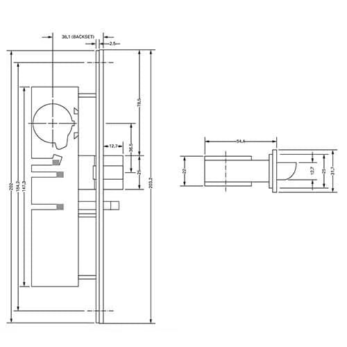 4720 ANSI Screwin Deadlatch Case for Metal Doors
