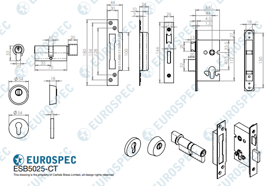 Easi T Euro Profile BS Cylinder and Turn Sashlock