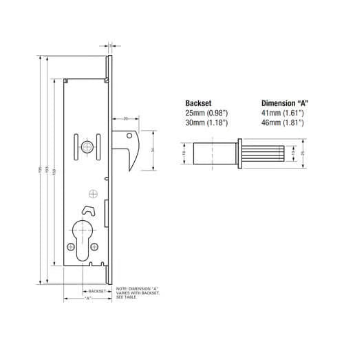 5222 Euro Hookbolt Case for Metal Doors