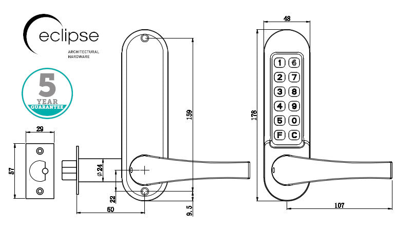 ED50 Heavy Duty Lever Handle Digital Lock