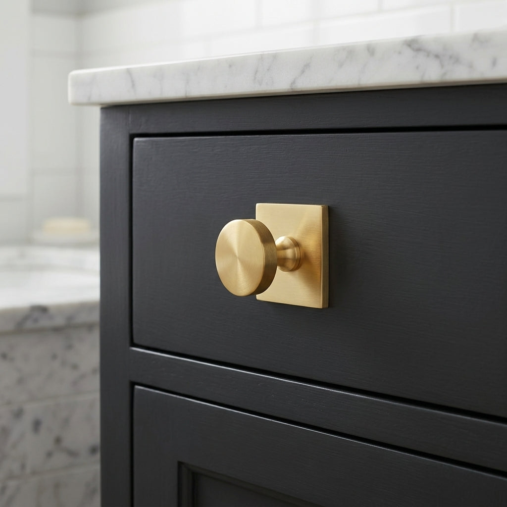 Bullion Cupboard Knob on Square Backplate 38mm Dia.