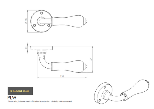 Porcelain Lever on Round Rose White Polished Chrome