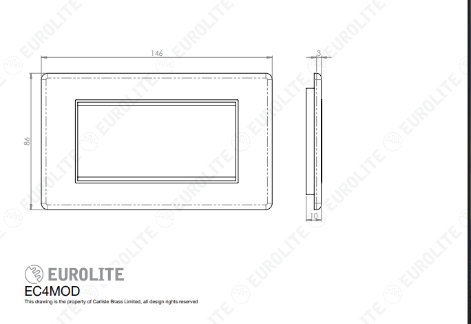 Concealed 3mm 4 Gang Module Frame