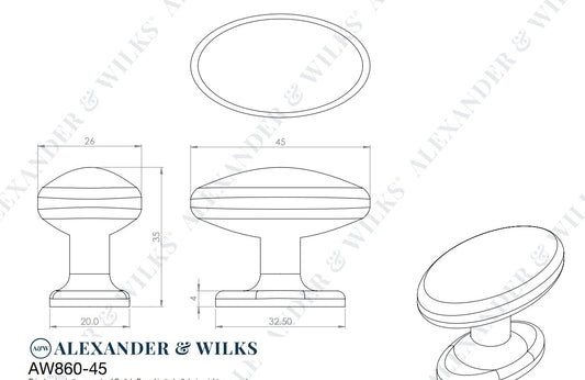 Ashbury Cabinet Knob 45mm Dia.