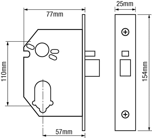 3061 Kompact Egress Mortice Nightlatch Without Snib