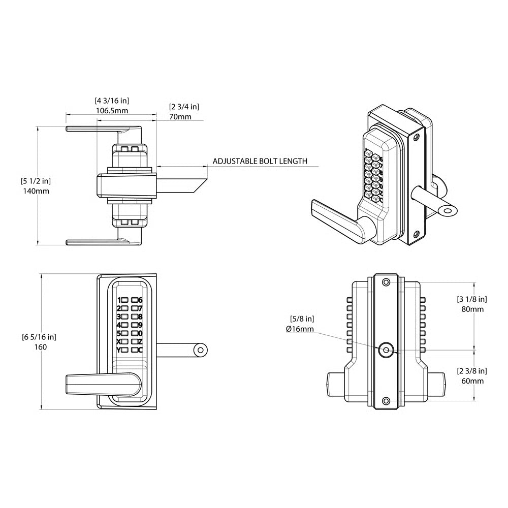 BDGD Superlock 2.0 Delta Handle Double Sided Digital Lock for Metal Gates (LEAD TIME: 2-3 DAYS)