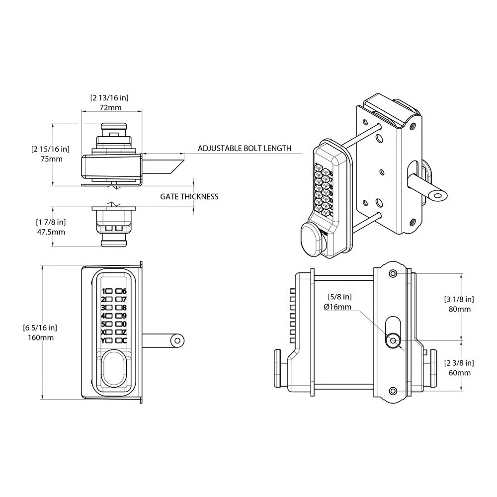 BDGSW Superlock 2.0 Surface Mounted Single Sided Gate Lock for Wooden Gates (LEAD TIME: 2-3 DAYS)