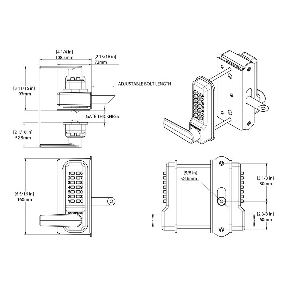 BDGWRR Superlock 2.0 RapidReset Double Sided Gate Lock for Wooden Gates (LEAD TIME: 2-3 DAYS)