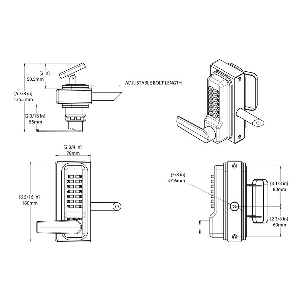 BQDGRR Superlock 2.0 Code RapidReset Quick-Exit Keypad Lock for Metal Gates (LEAD TIME: 2-3 DAYS)