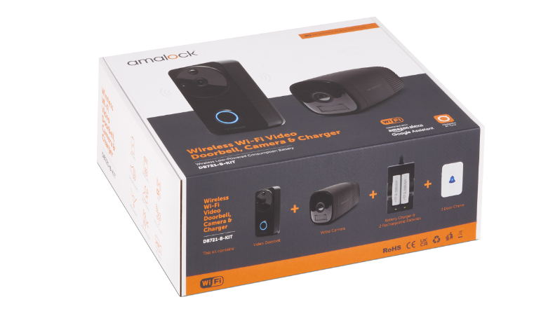 DB711/DB721 Wireless Doorbell & Chime Kit With 1 x CAM400 Camera, Battery Charger And Rechargeable Batteries