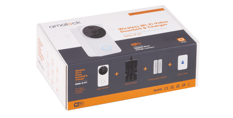 DB601 Wireless Doorbell & Chime Kit With Battery Charger And Rechargeable Batteries