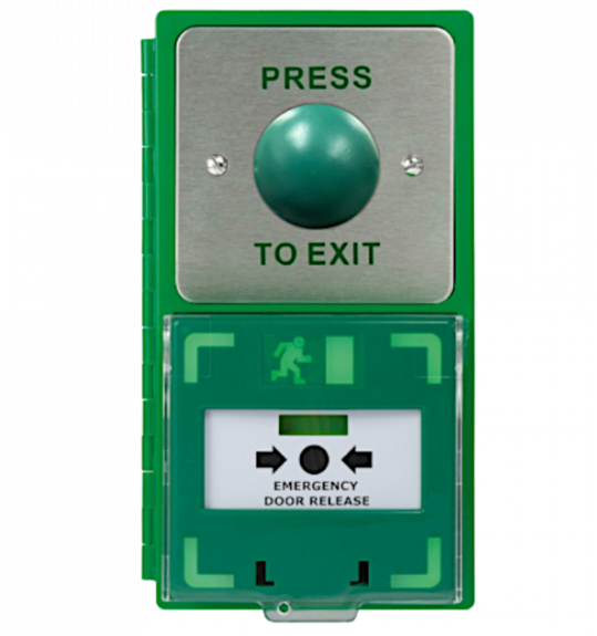 Dual Unit MCP110 Call Point With Green Dome Exit Button