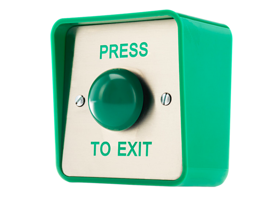 Exit Button Green Dome Surface Fitting 1 Gang Low Duty
