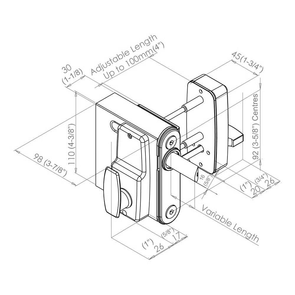 DGLSW SelectPro Code Single Sided Keypad Lock for Wooden Gates (LEAD TIME: 2-3 DAYS)