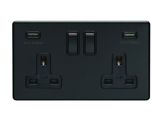 Concealed 3mm 2 Gang USB Socket