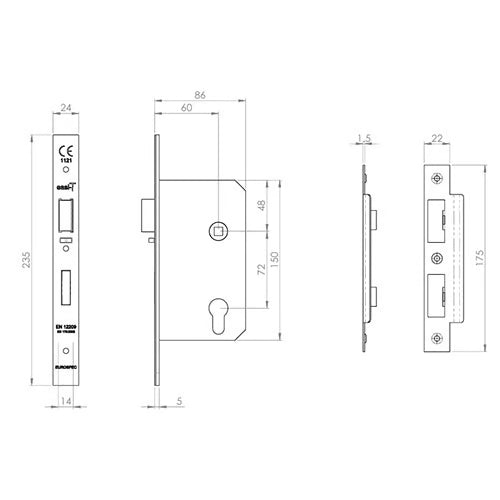 Din Euro Profile Escape Lock