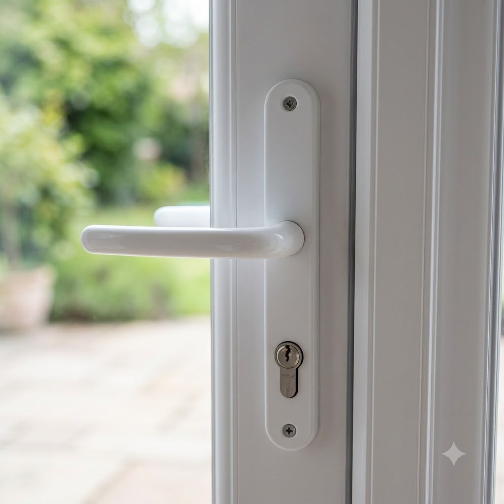Lever UPVC Multipoint Door Handles - With Snib 68mm PZ Sprung 215mm Screw Centres