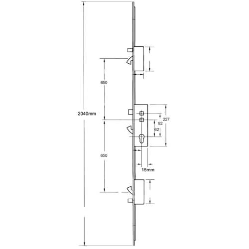 XL Latch 3 Hooks 2 Anti Lift Pins Flat 44mm White Faceplate Double Spindle Multipoint Door Lock