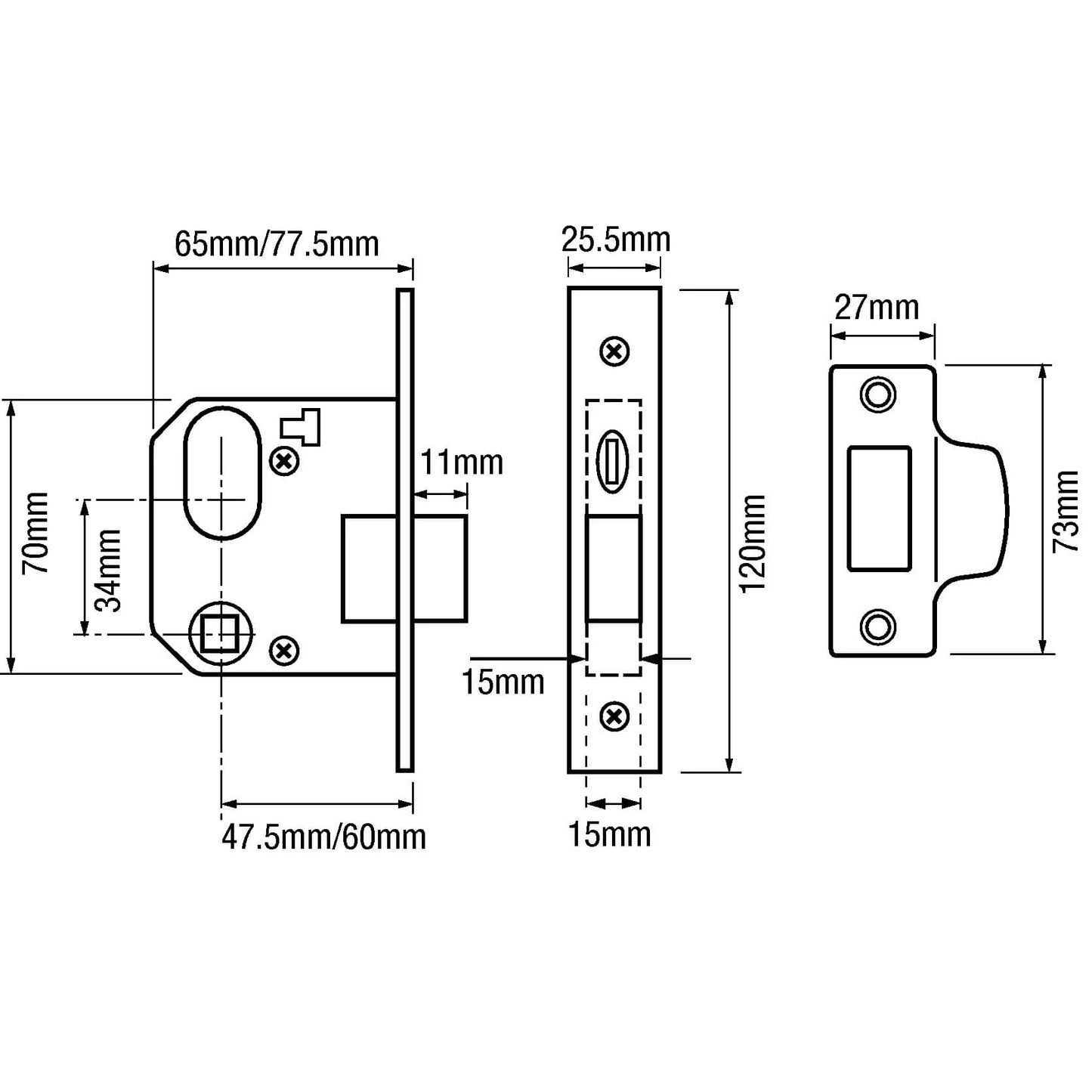 L2332 Oval Mortice Nightlatch Case Only