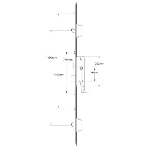 Latch Deadbolt 4 Rollers 2 Hooks Split Spindle Multipoint Door Lock