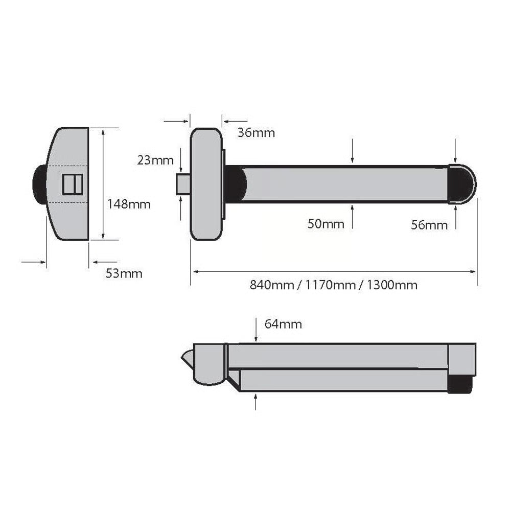 Hardware PHT50 Single Point Touch Bar Latch (LEAD TIME: 5-7 DAYS)