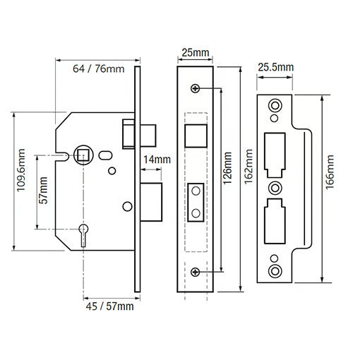 PM550 Non British Standard 5 Lever Mortice Sashlock
