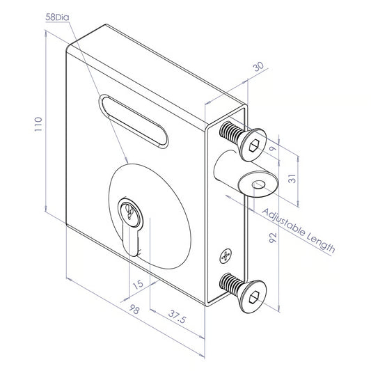 SBKLLT1601 SelectPro Long Throw Keylatch Lock for Metal Gates (LEAD TIME: 2-3 DAYS)