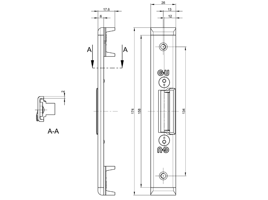Centre Keep U26 x 6mm With 12mm Axis To Suit Secury Panic E
