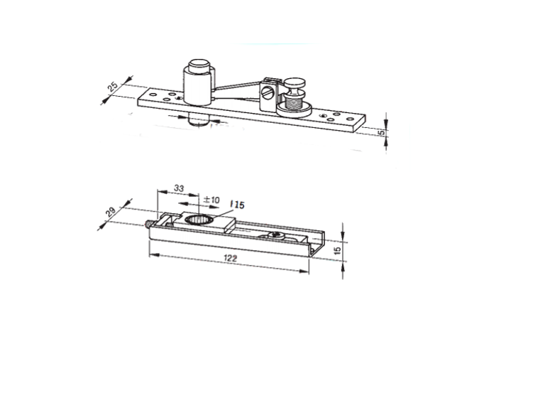 DORMAKABA 8066 Double Action Top Centre Complete Unit