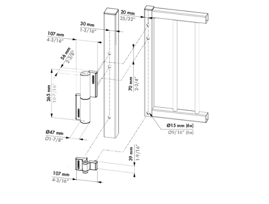 LOCINOX Tiger Hydraulic Gate Closer Kit With Puma Hinge