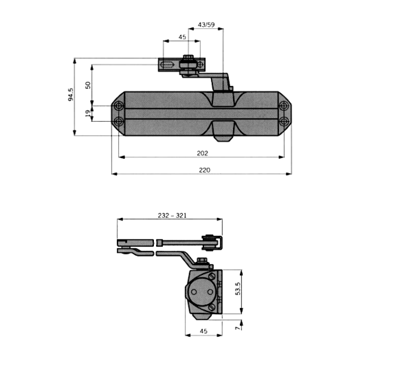 DORMAKABA TS68 Size 2-4 Overhead Door Closer