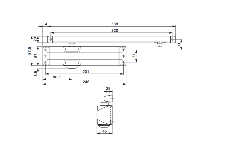DORMAKABA TS90 Size 3 Fire Rated Cam Action Overhead Door Closer