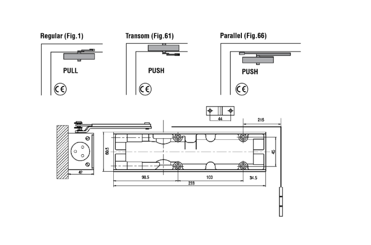 UNION CE24V Size 2-4 Door Closer