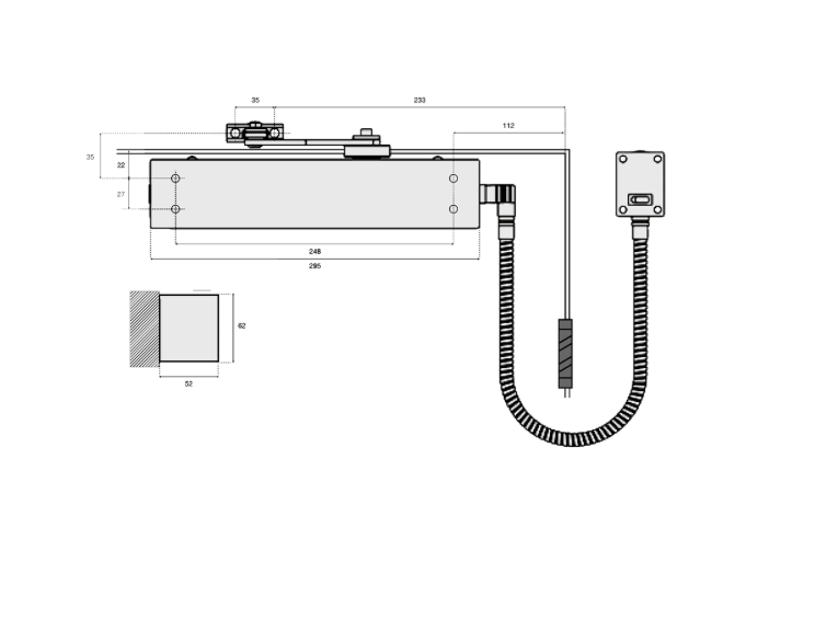 UNION CE4F-E Size 4 Electromagnetic Overhead Door Closer With Swing Free Or Hold Open Facility