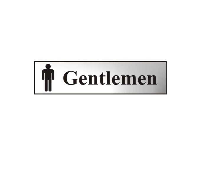 ASEC `Gentlemen` 200mm x 50mm Chrome Self Adhesive Sign