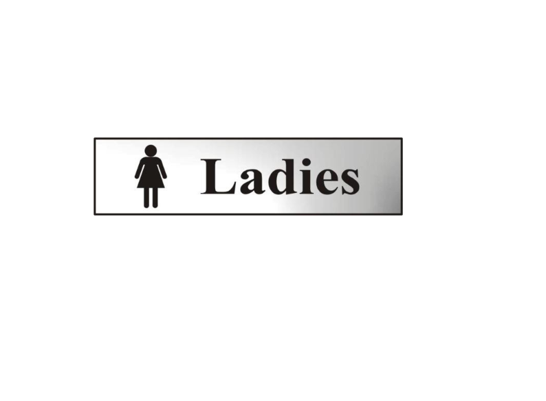 ASEC `Ladies` 200mm x 50mm Chrome Self Adhesive Sign