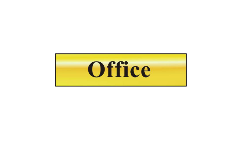 ASEC `Office` 200mm x 50mm Gold Self Adhesive Sign