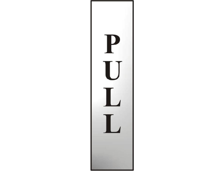 ASEC `Pull` 200mm x 50mm Chrome Self Adhesive Sign