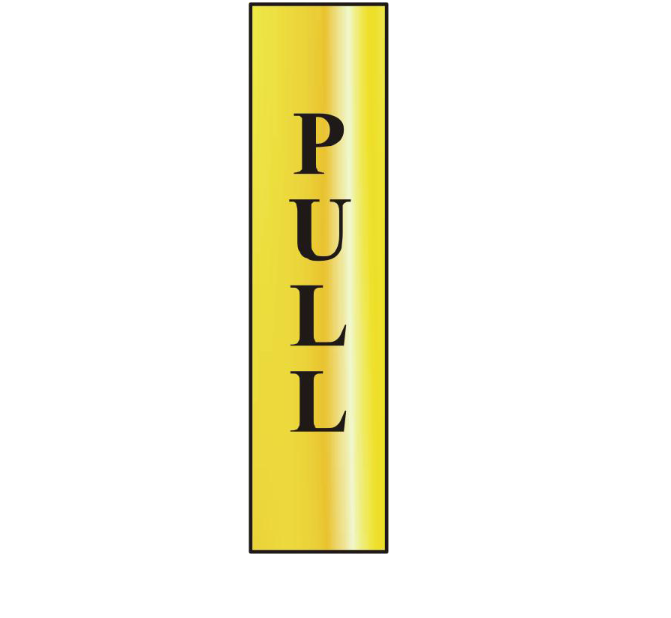 ASEC `Pull` 200mm x 50mm Gold Self Adhesive Sign